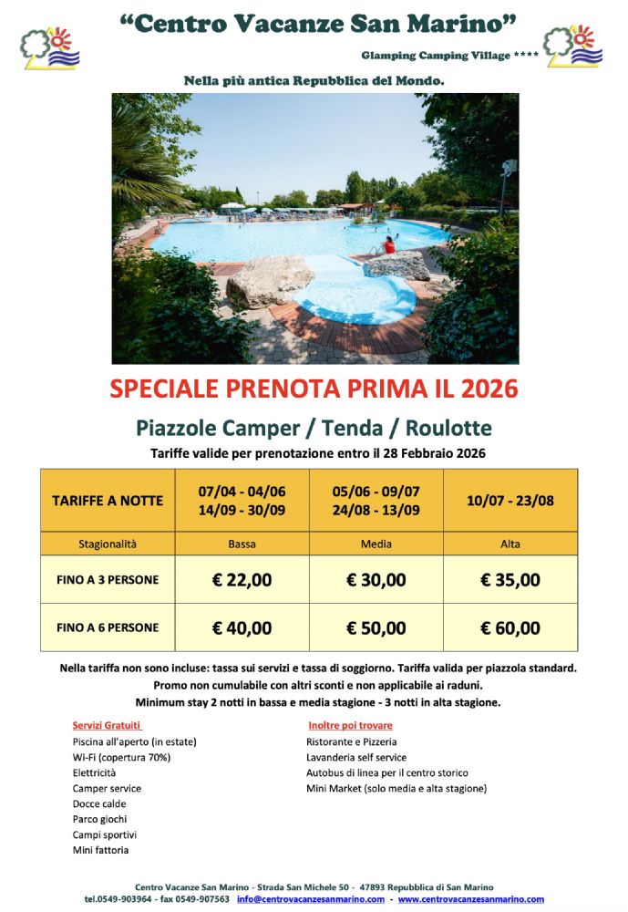 Speciale 'Prenota prima il 2026'