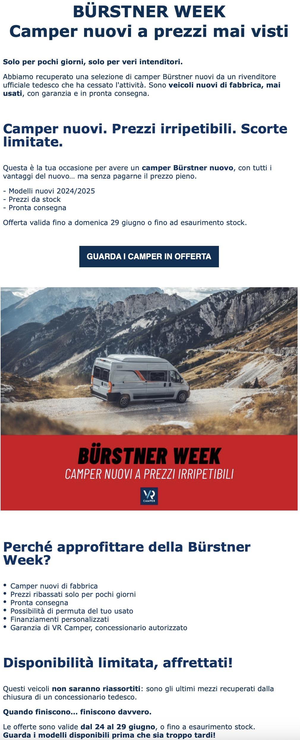 Bürstner Week - camper nuovi a prezzi mai visti