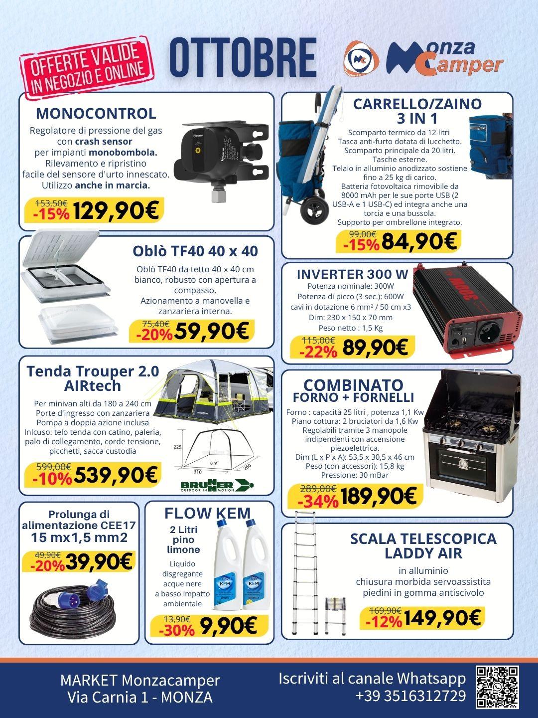 Offerte di ottobre al Market Monzacamper