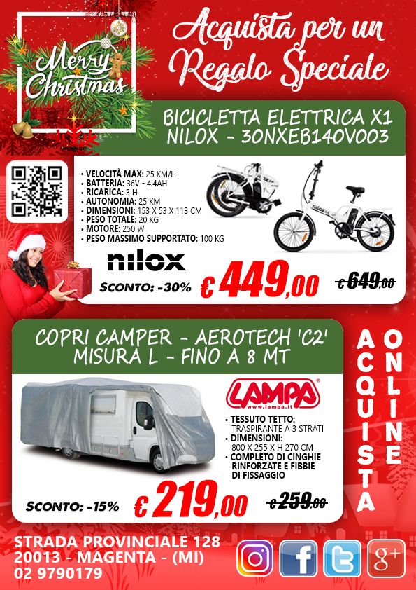 Per il tuo Natale: Bici elettrica Nilox X1 e Copri Camper C2!