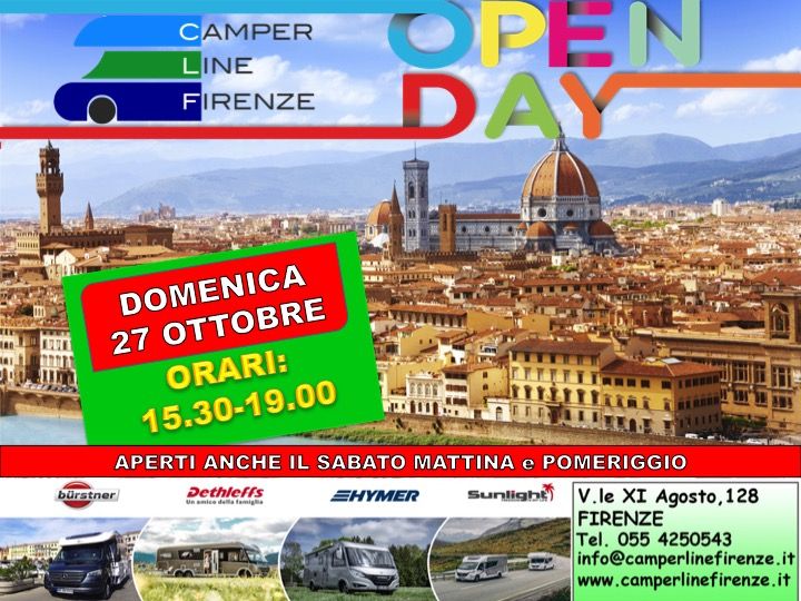 OPEN DAY Domencia 27 Ottobre 2019 presso la Camper Line Firenze