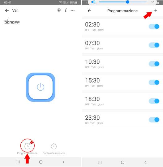 Programmazione accensioni/spegnimenti Sonoff