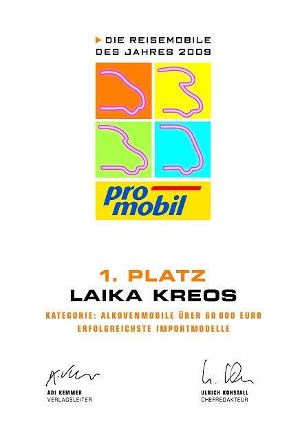 Laika Kreos al primo posto tra i lettori di Promobil