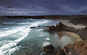 Splendido tramonto su una costa affascinante, battuta dall'Atlantico