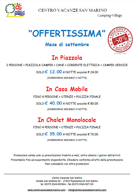 Offerte mese di settembre